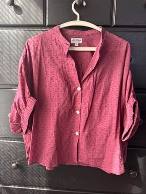 Emerson Fry Textured Button-Down Top in Dusty Rose